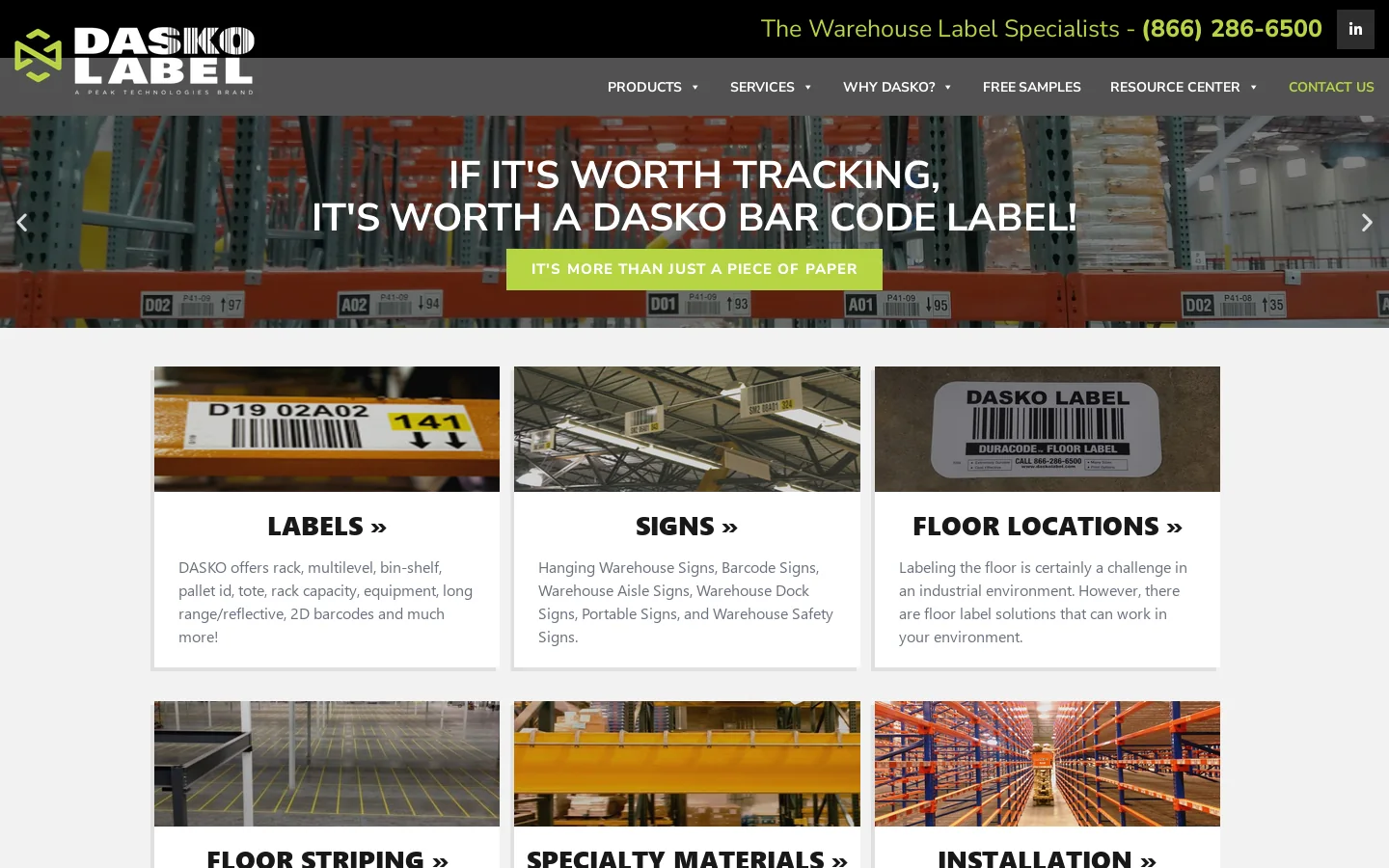 Dasko Bar Code Labels - Stickers, Tags & Warehouse Signs Homepage screenshot