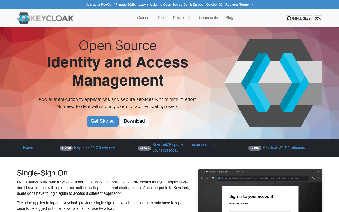 Keycloak Homepage screenshot