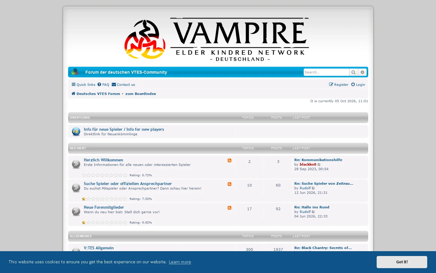 Forum der deutschen VTES-Community Homepage screenshot