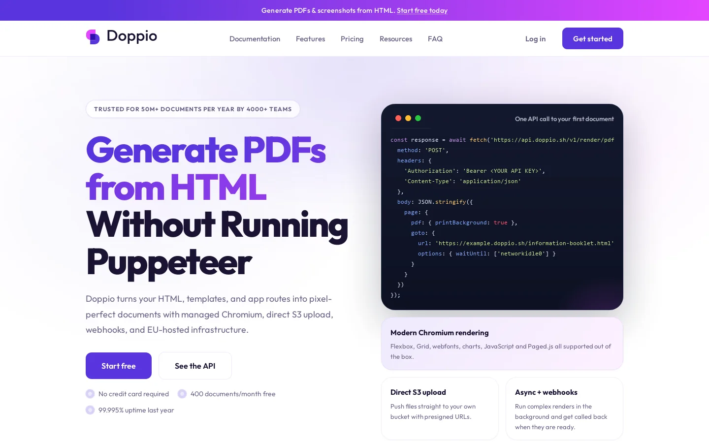 Doppio Homepage screenshot