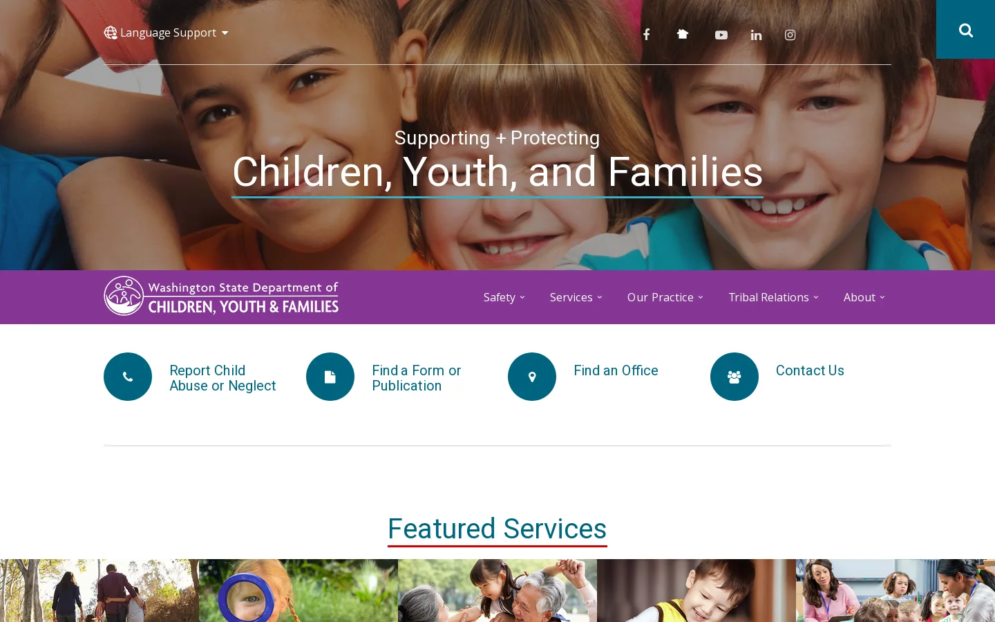 DCYF Homepage screenshot