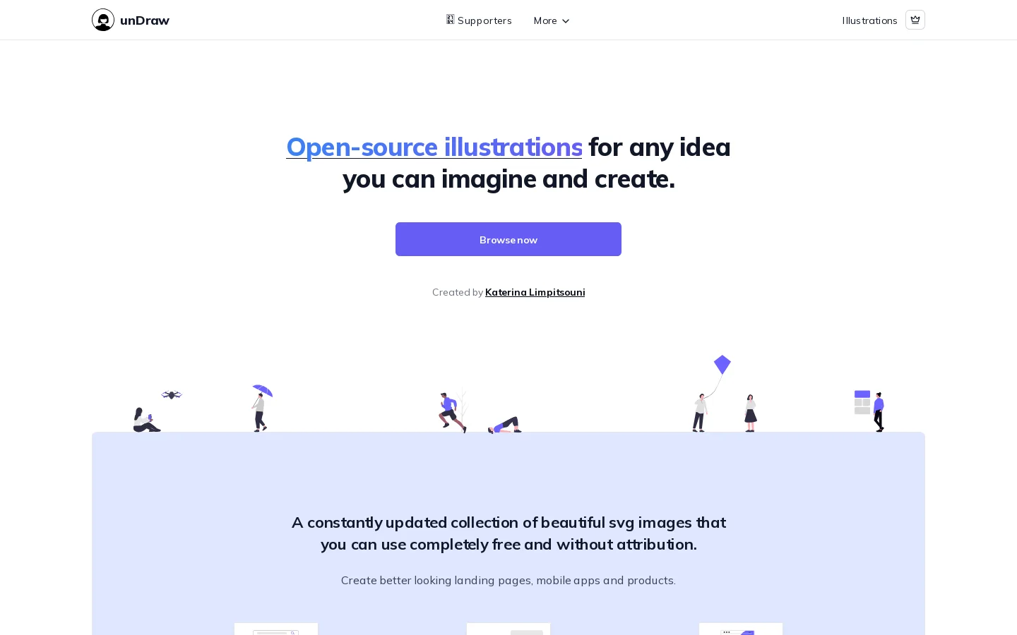 unDraw Homepage screenshot