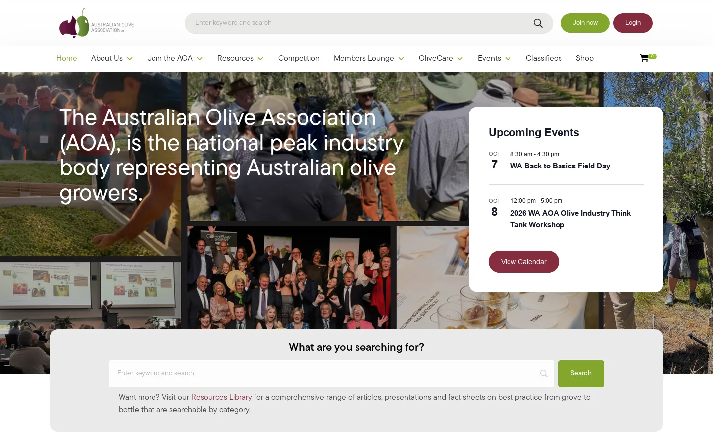 Home - Australian Olive Association Homepage screenshot