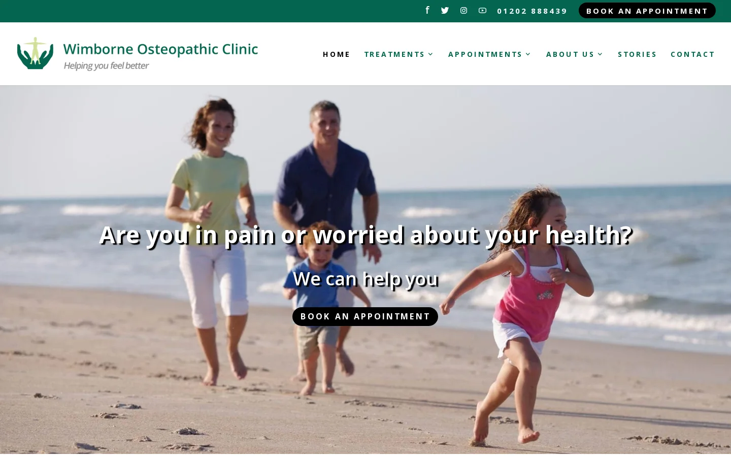 Wimborne Osteopathic Clinic Homepage screenshot