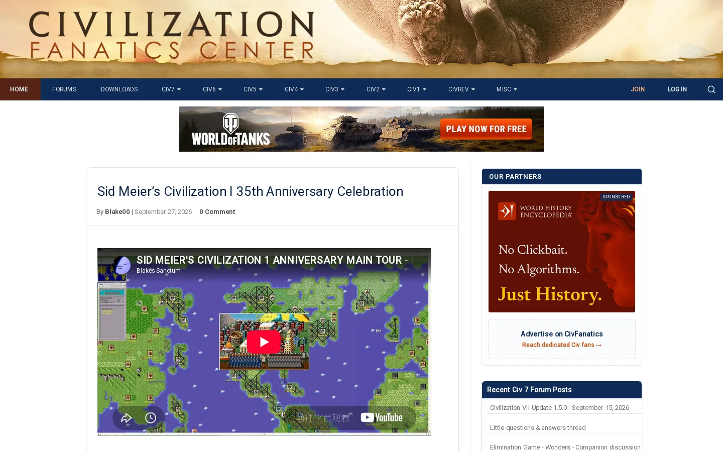 CivFanatics Homepage screenshot