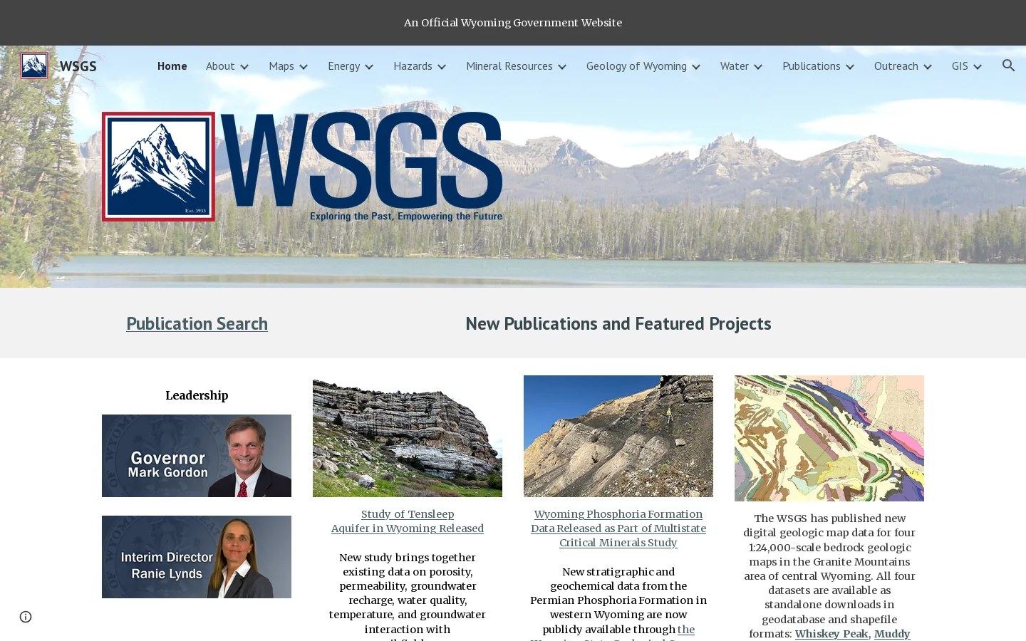 Wyoming State Geological Survey Homepage screenshot