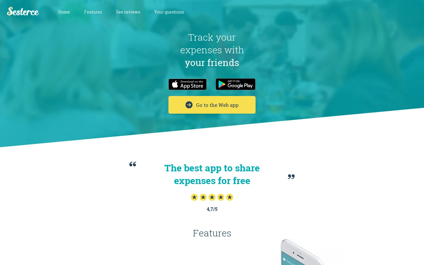 Sesterce Homepage screenshot