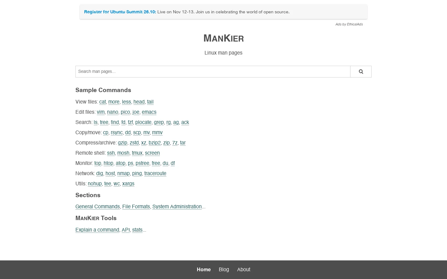ManKier Homepage screenshot