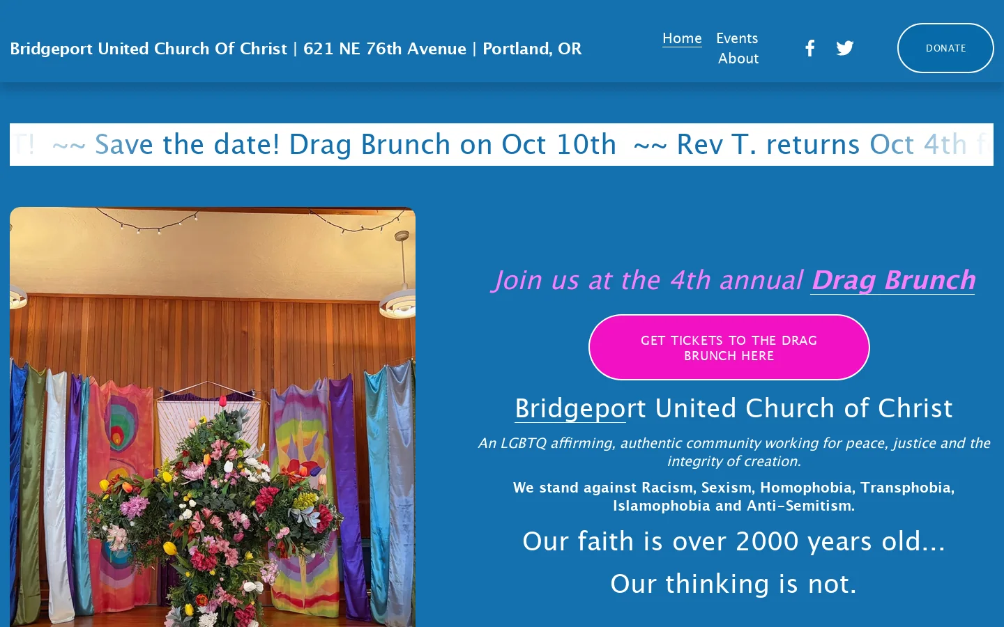Bridgeport United Church of Christ | 621 NE 76th Avenue | Portland, OR Homepage screenshot