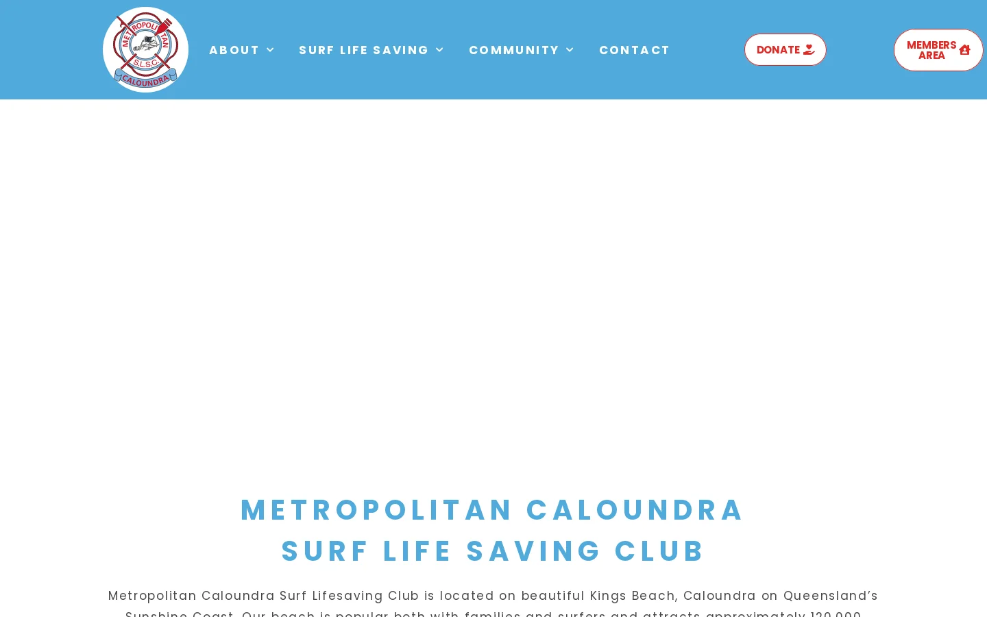 Metropolitan Caloundra Surf Life Saving Club at Kings Beach, Caloundra Homepage screenshot