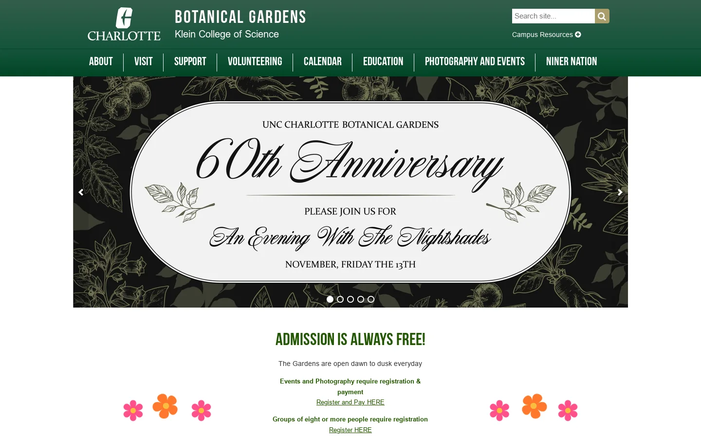 Botanical Gardens | Homepage screenshot