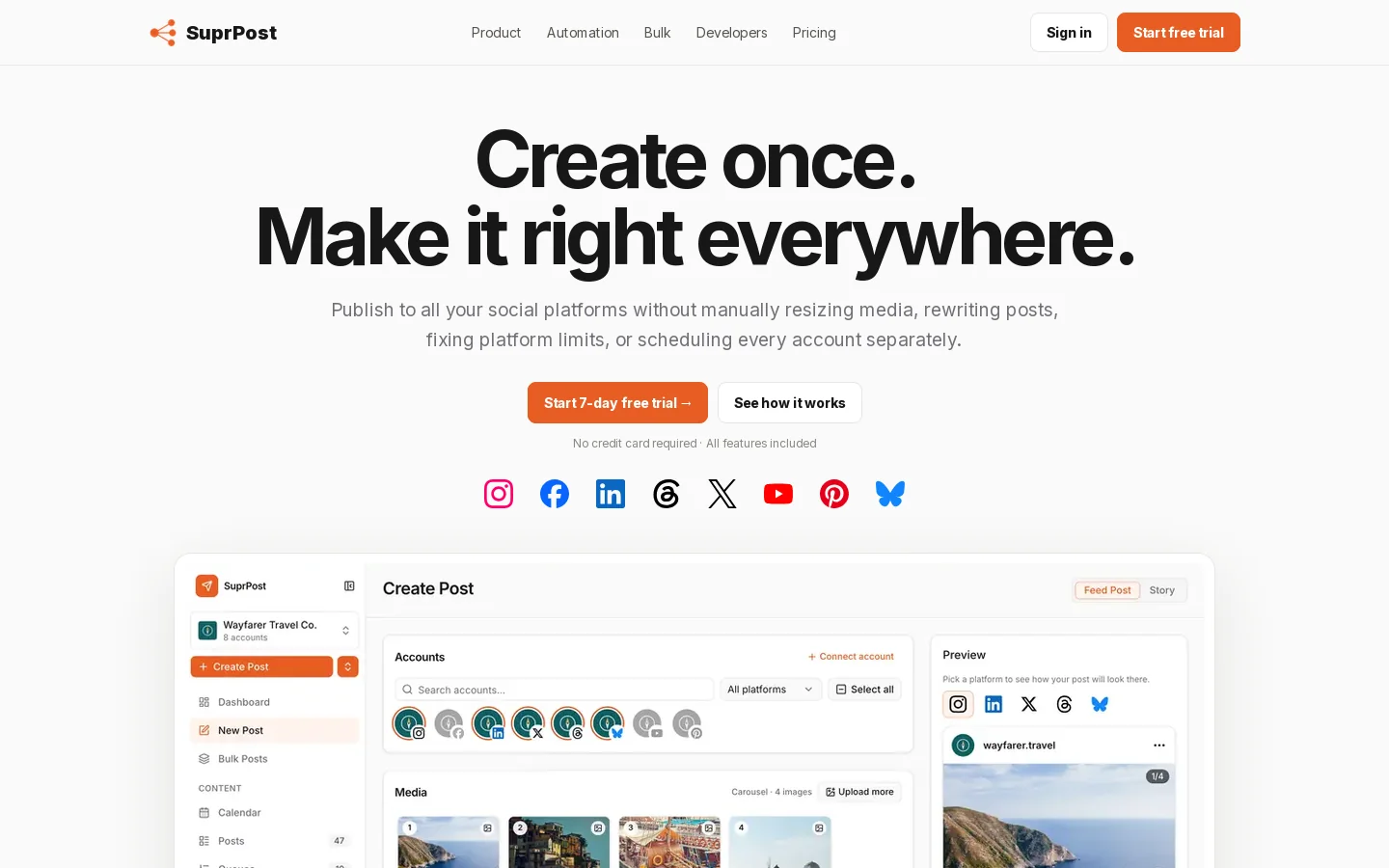 SuprPost Homepage screenshot