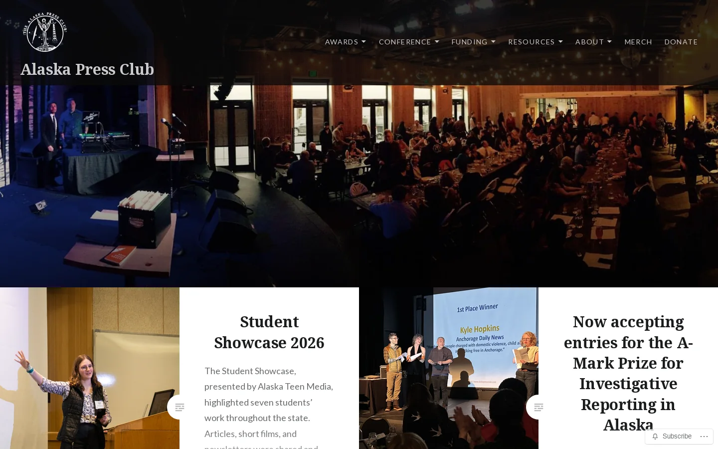 Alaska Press Club Homepage screenshot