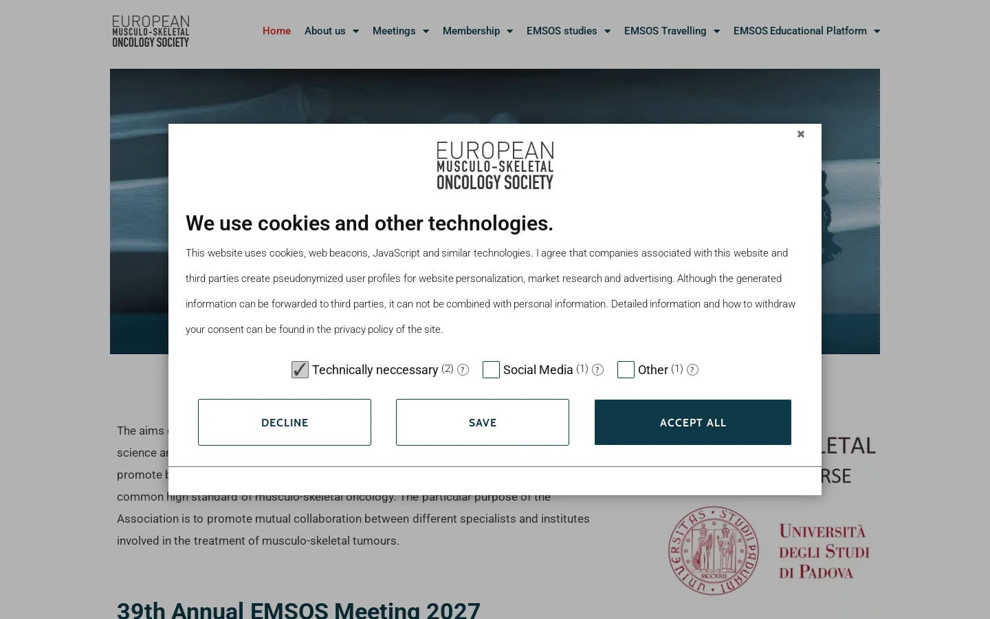 EMSOS Homepage screenshot