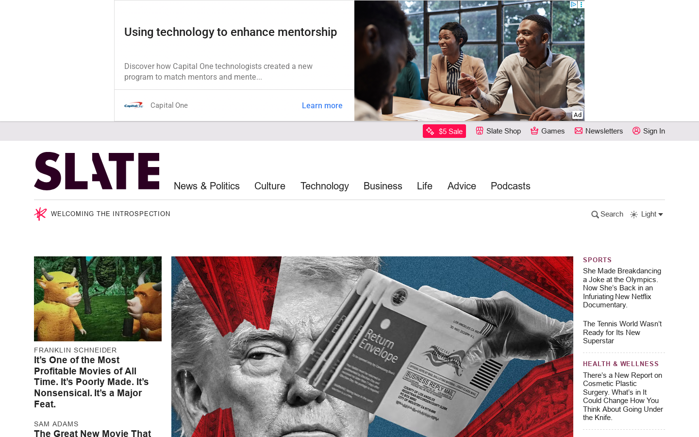 Slate Magazine Homepage screenshot
