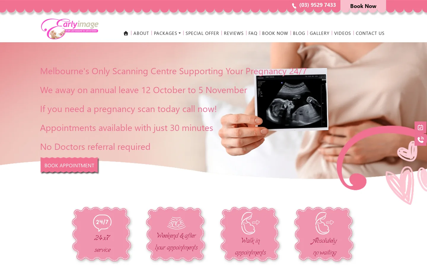 3D/4D/5D Ultrasound Baby Gender Scanning Melbourne Homepage screenshot