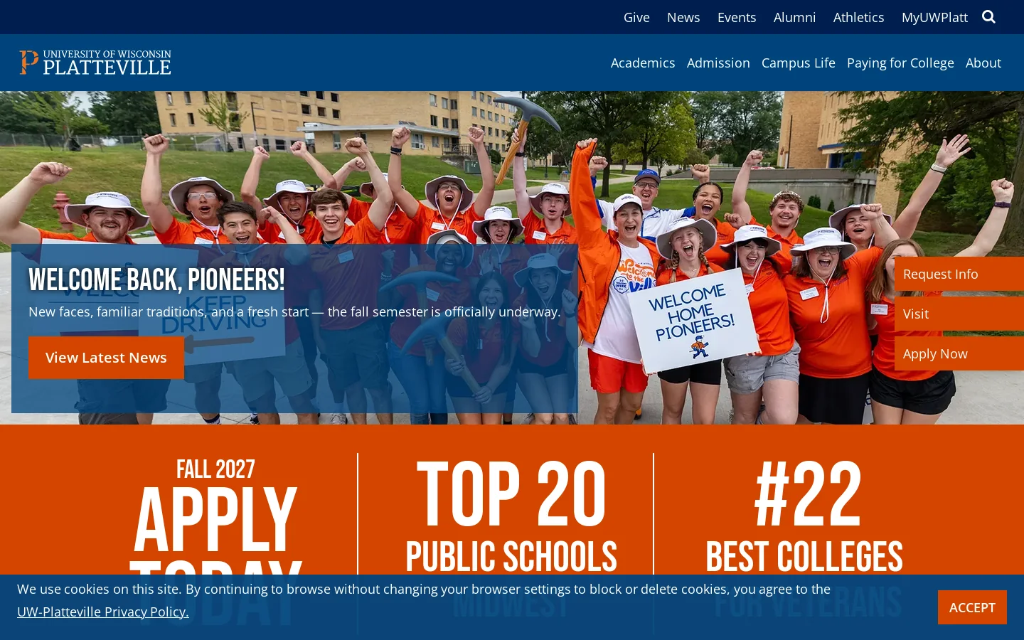 University of Wisconsin-Platteville | College in Wisconsin Homepage screenshot
