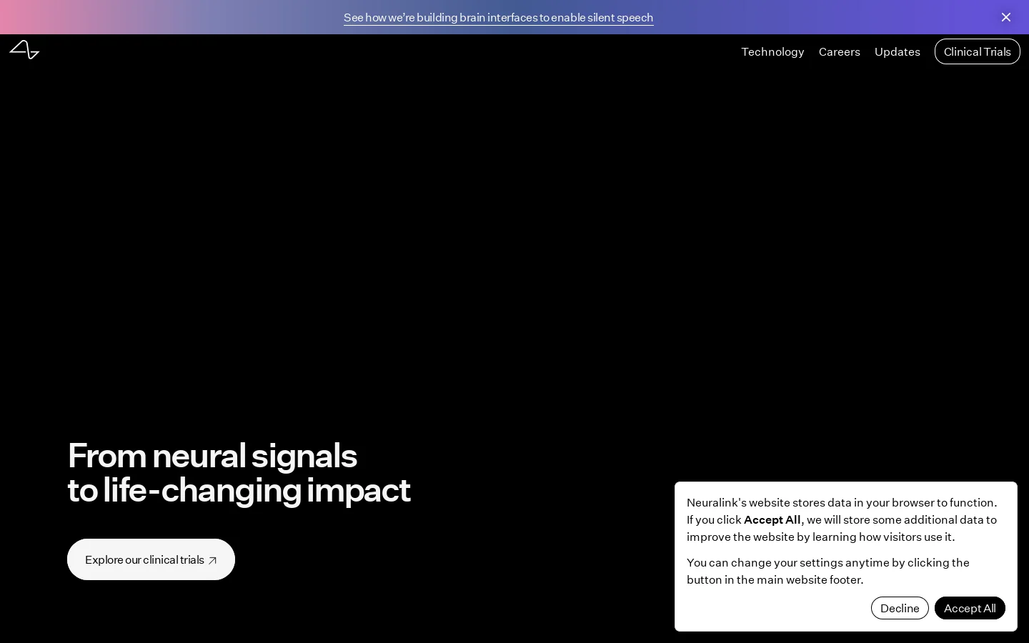 Neuralink Homepage screenshot