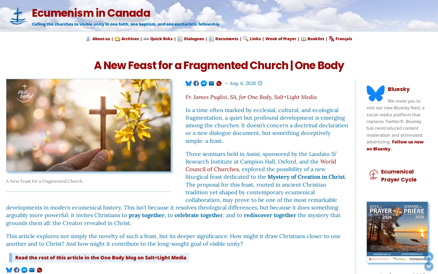 Ecumenism in Canada / Œcuménisme au Canada Homepage screenshot