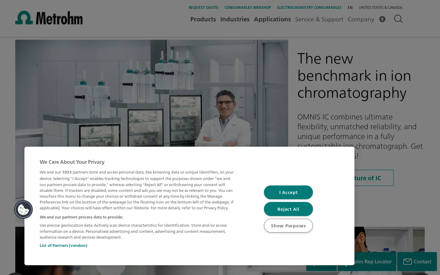 Metrohm Homepage screenshot