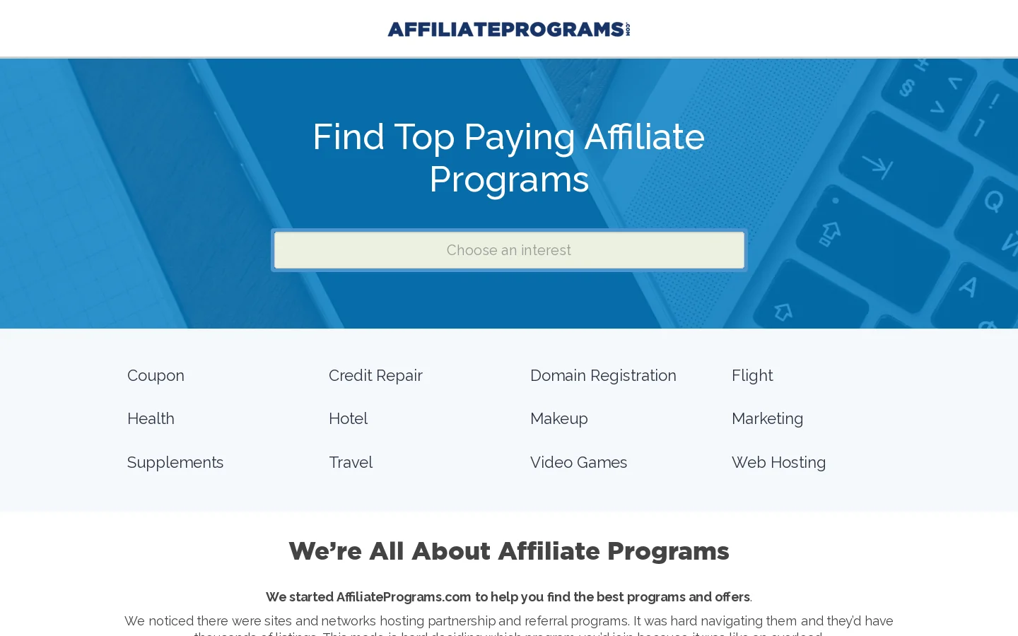 Affiliate Programs Homepage screenshot