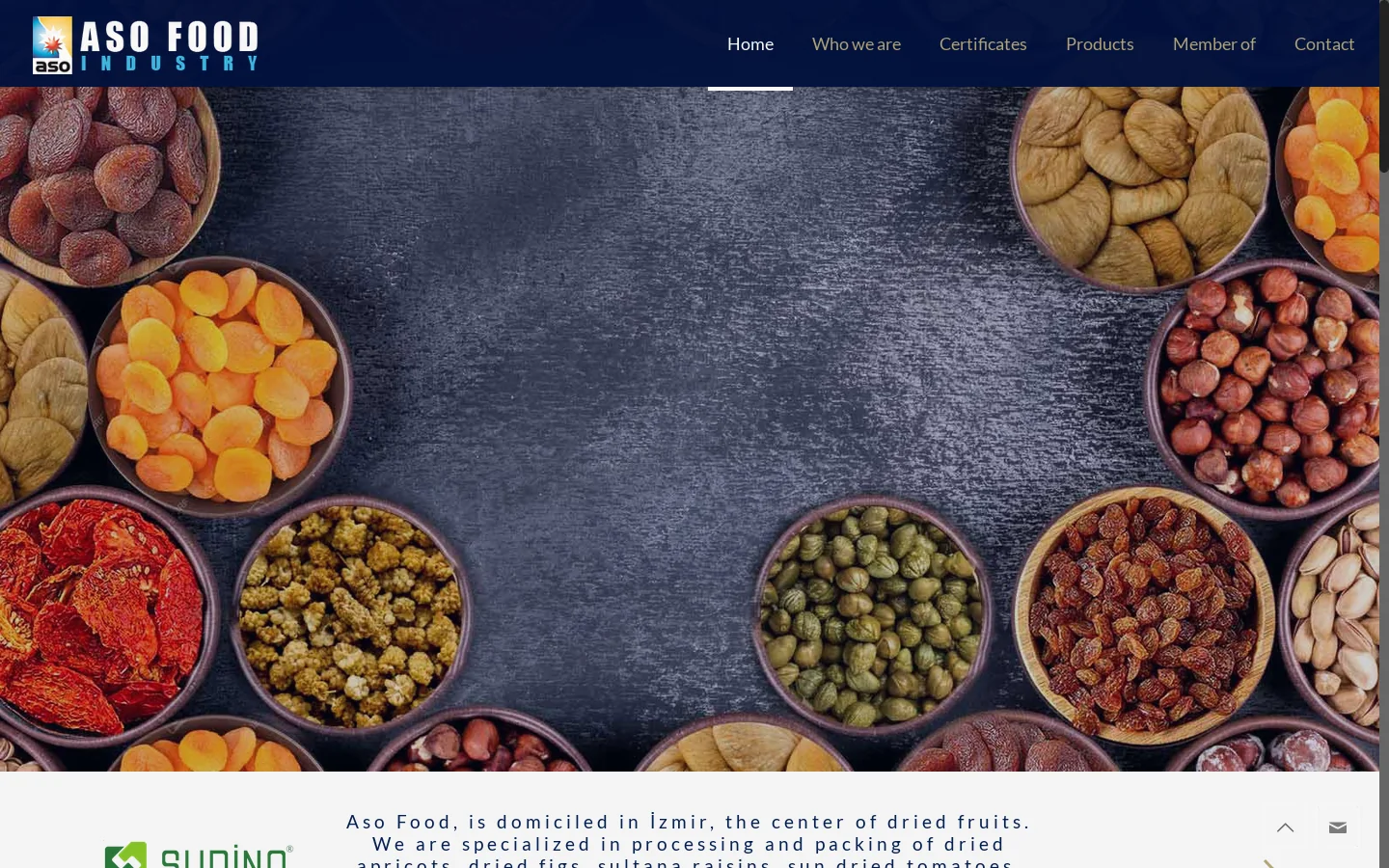 Turkish Dried Fruits with Aso Food's Unique Quality Homepage screenshot