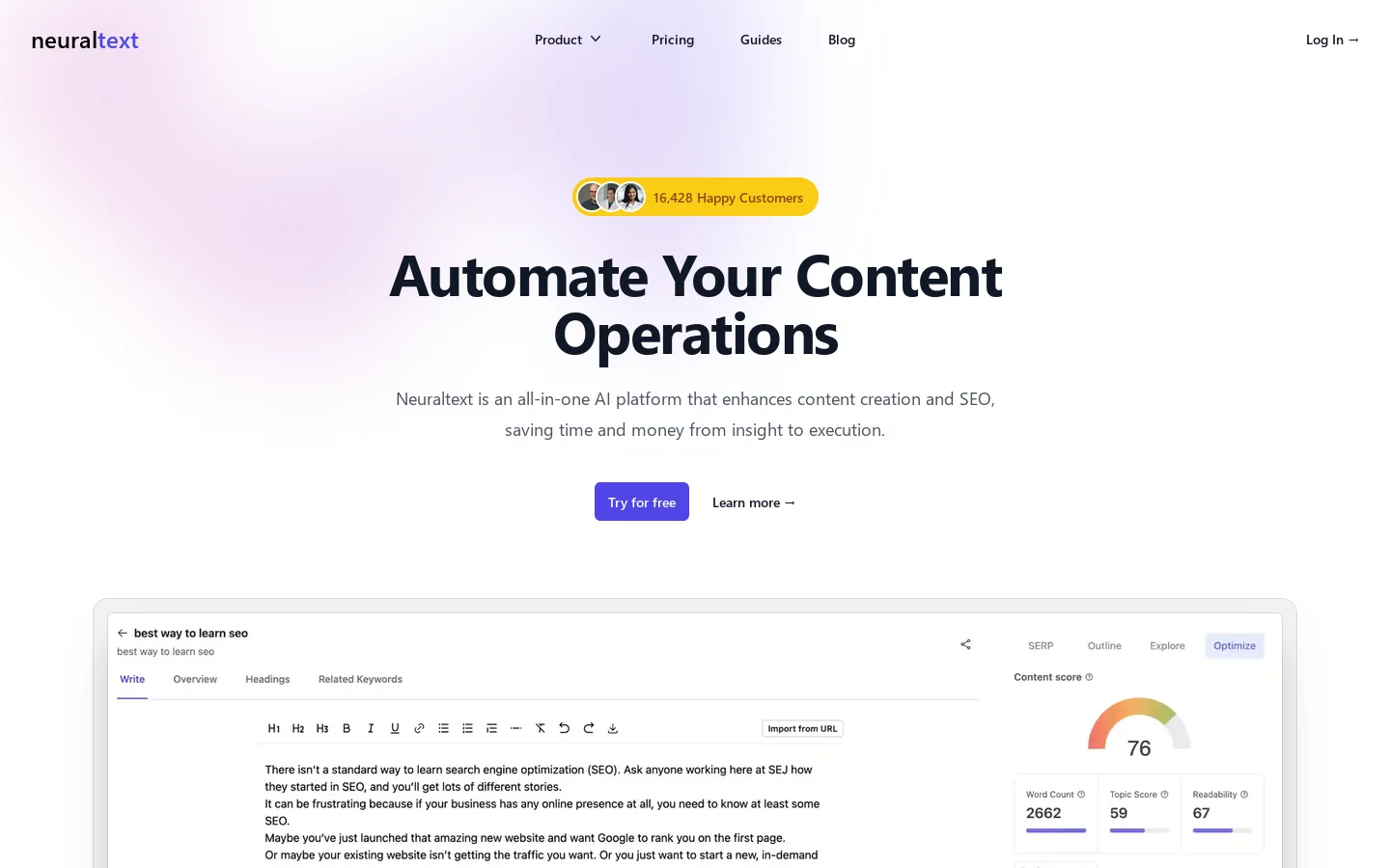 NeuralText Homepage screenshot