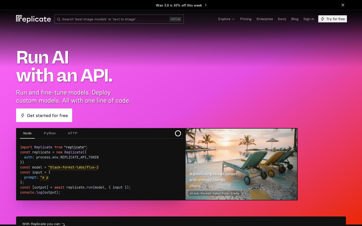 Replicate Homepage screenshot