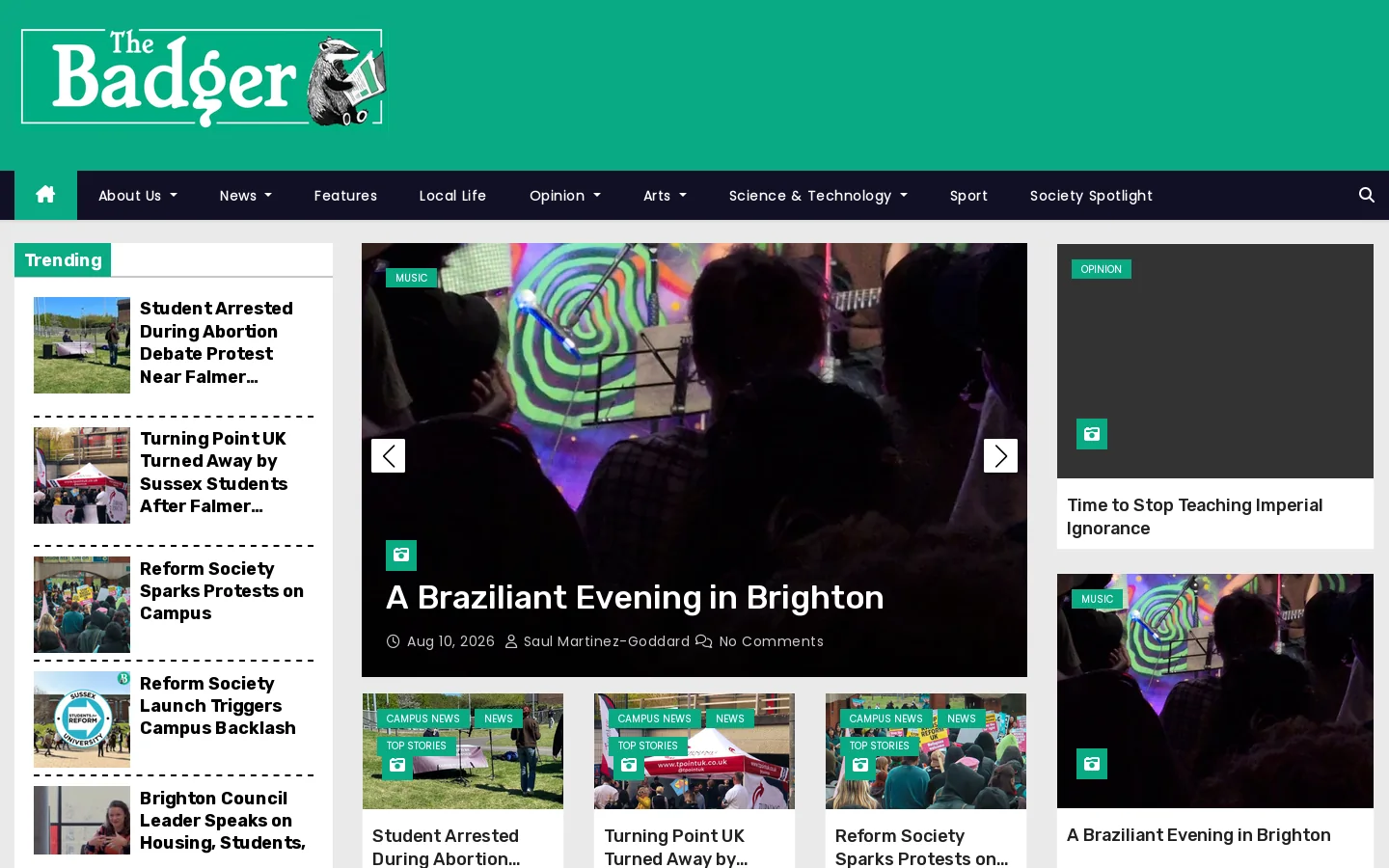 The Badger Homepage screenshot
