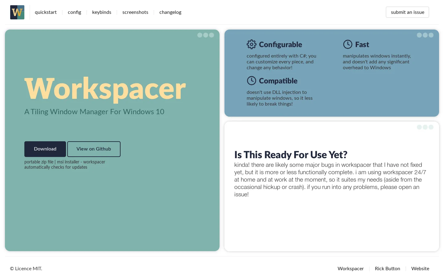workspacer Homepage screenshot