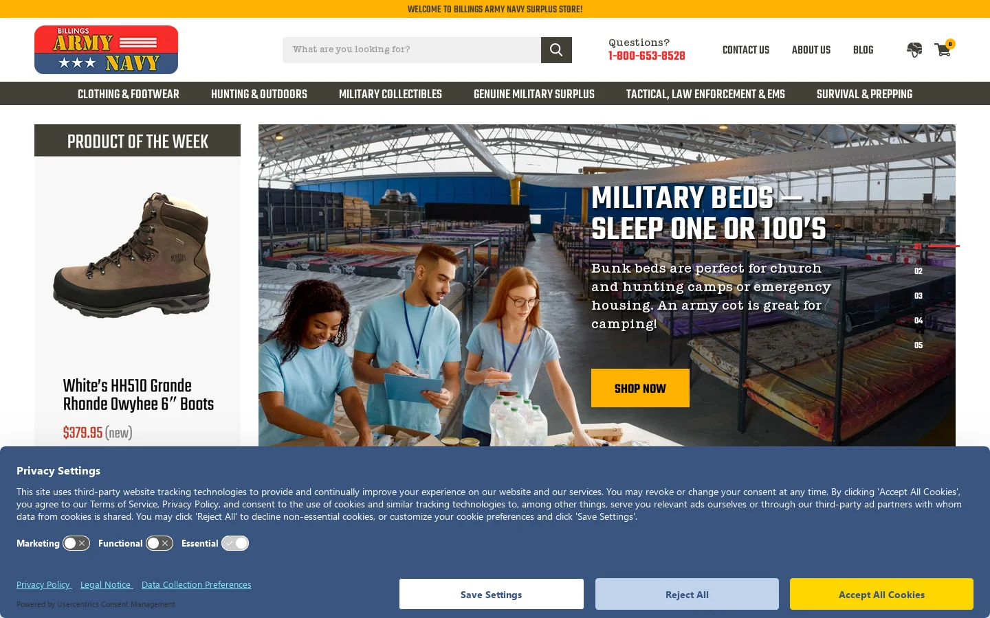 Army Surplus Store | Billings Army Navy Surplus Store Homepage screenshot