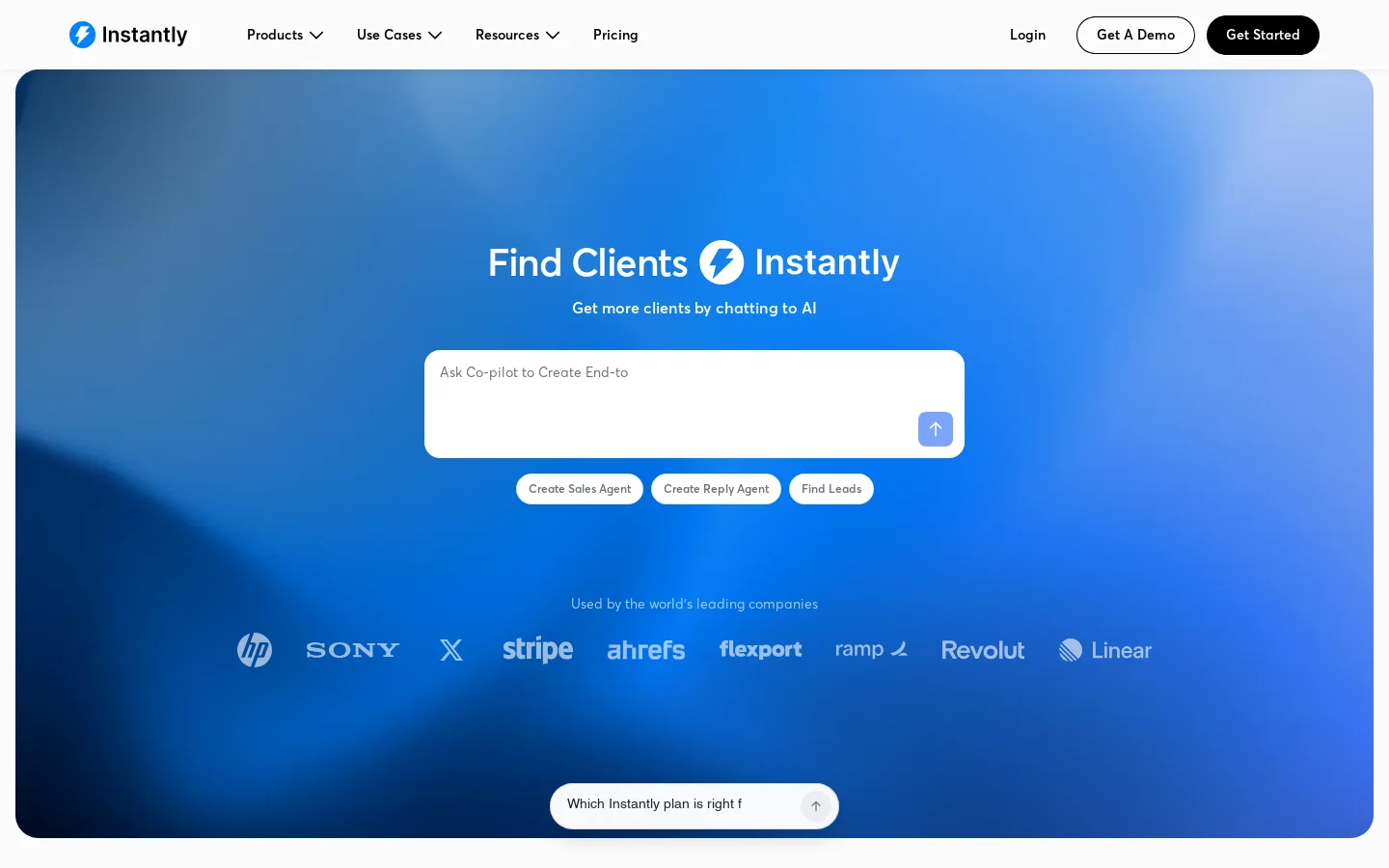 Instantly Homepage screenshot