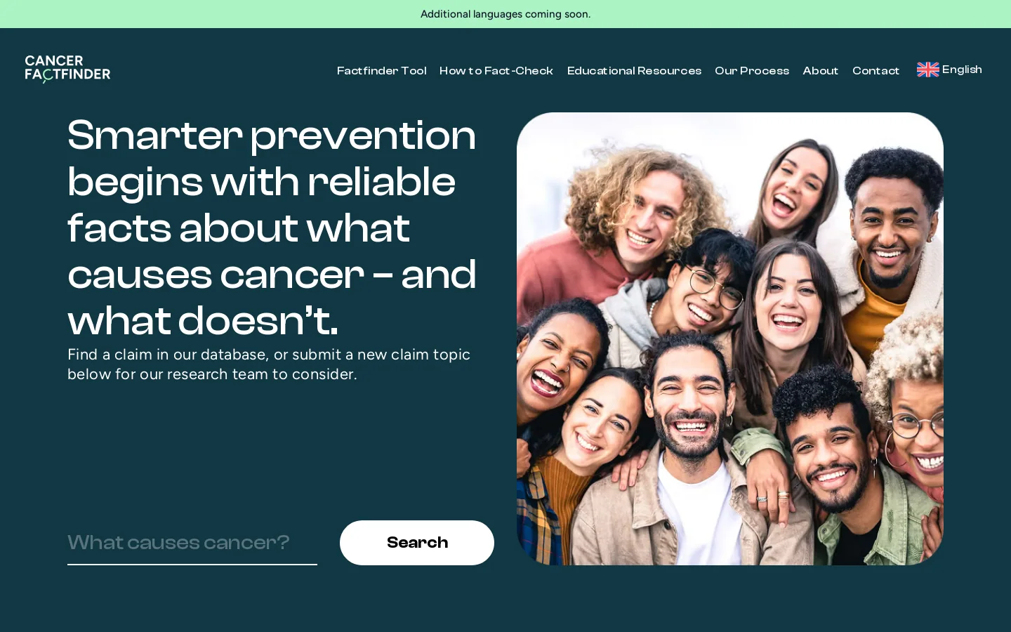 Cancer FactFinder Homepage screenshot