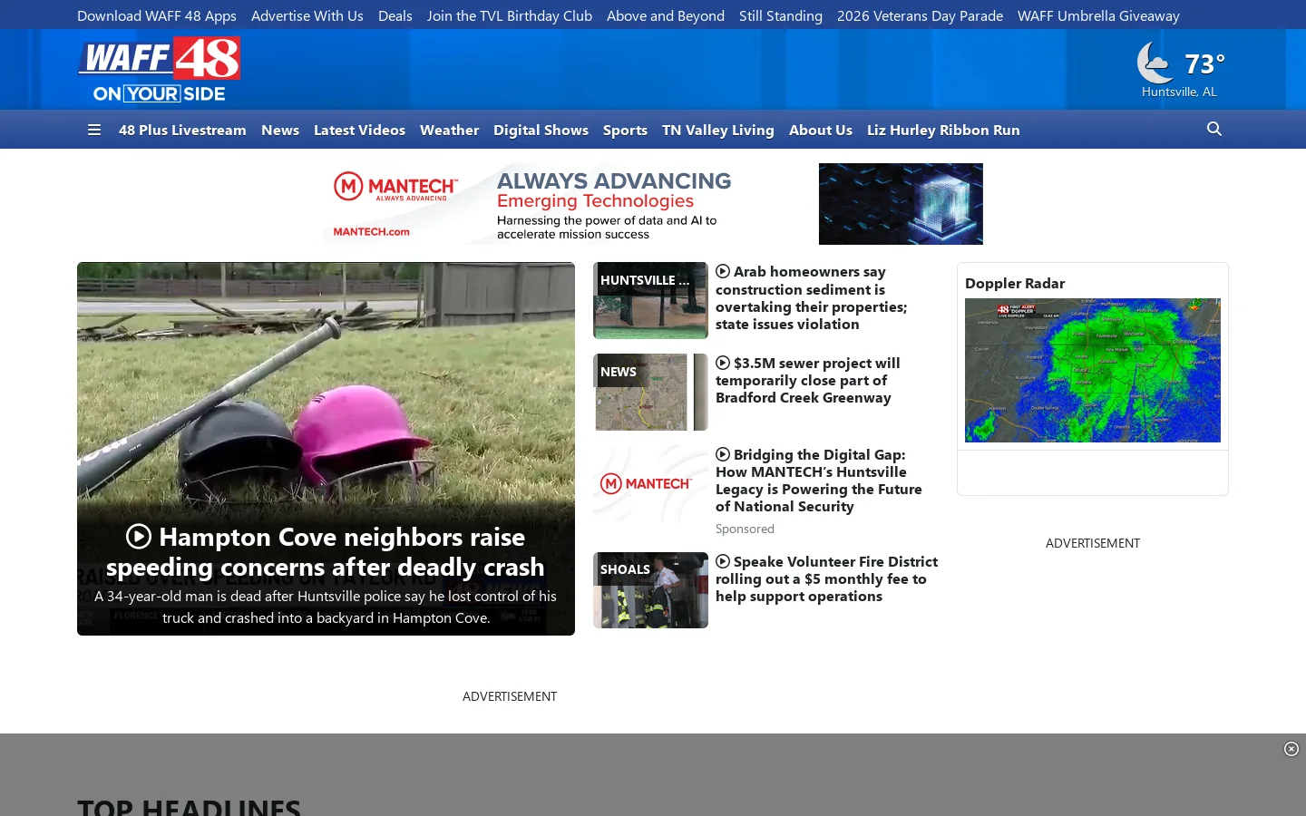 WAFF Homepage screenshot