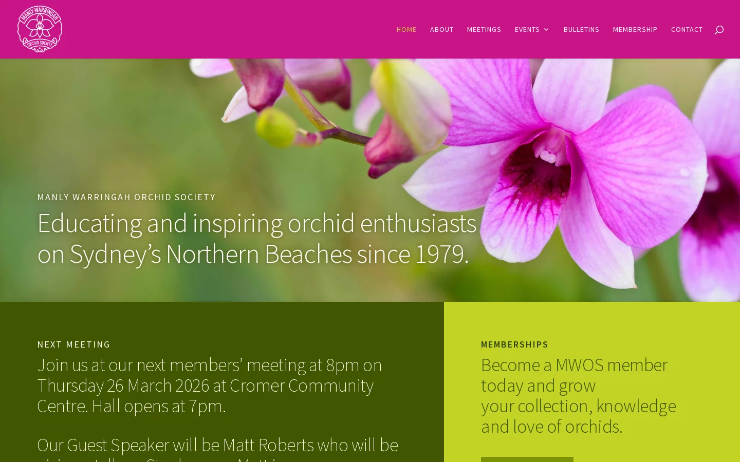 Manly Warringah Orchid Society | For orchid growers and enthusiasts on Sydney's Northern Beaches Homepage screenshot