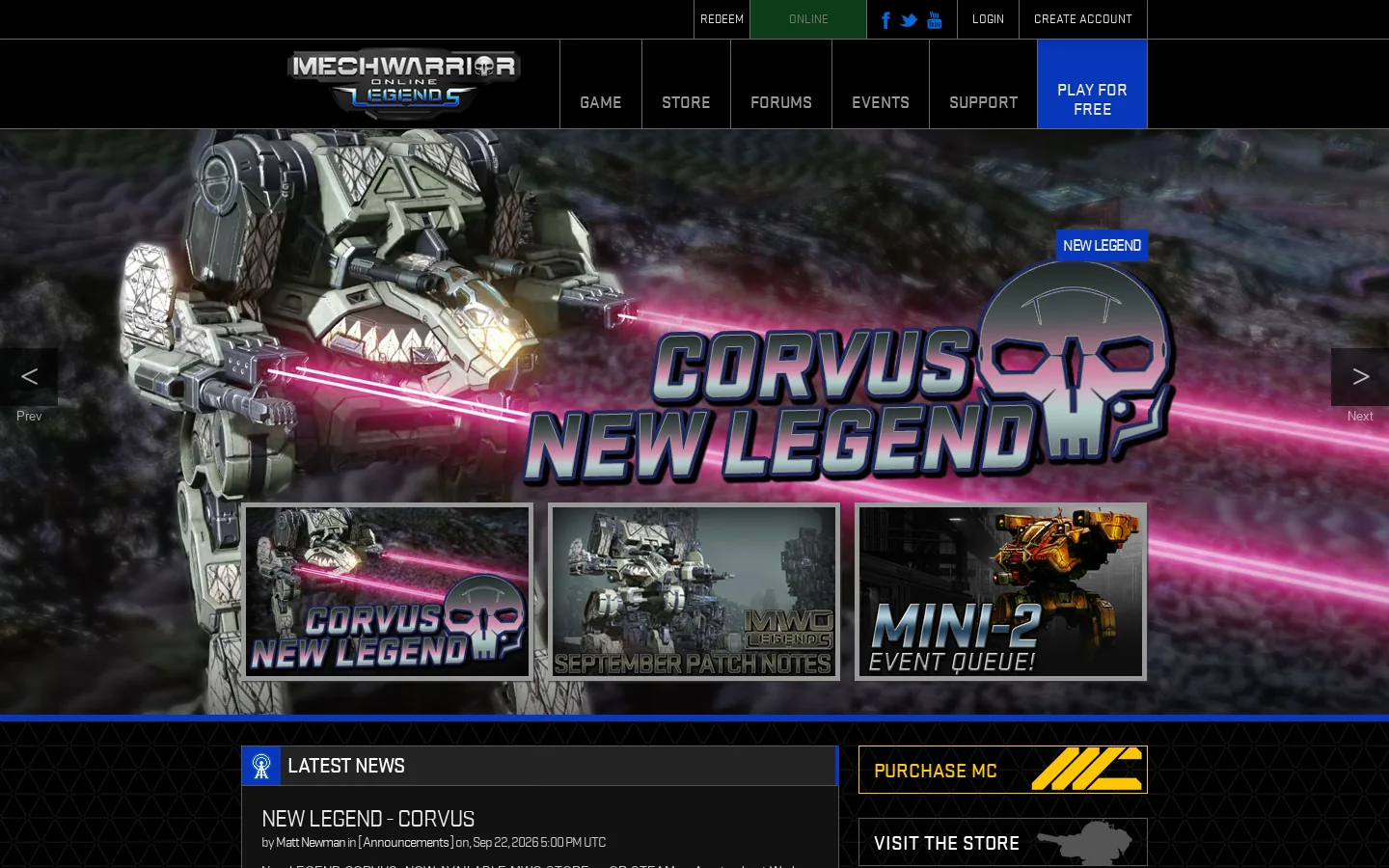 MWO: Become a Legend Homepage screenshot