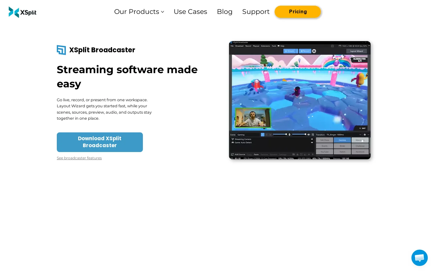 XSplit Homepage screenshot