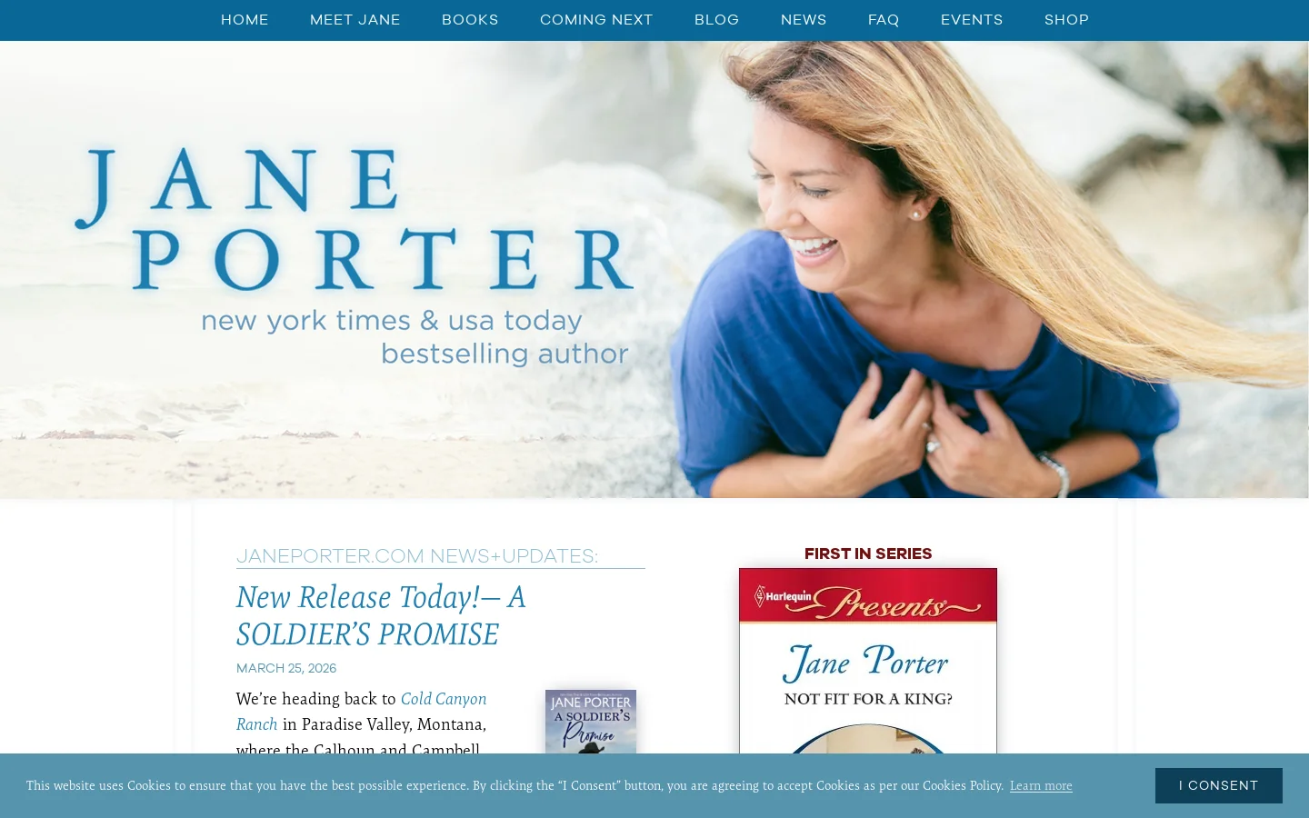 Jane Porter Homepage screenshot