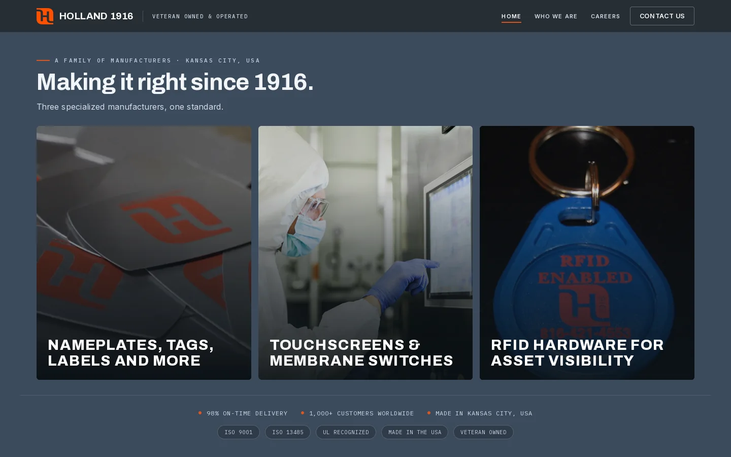 Holland 1916 Homepage screenshot