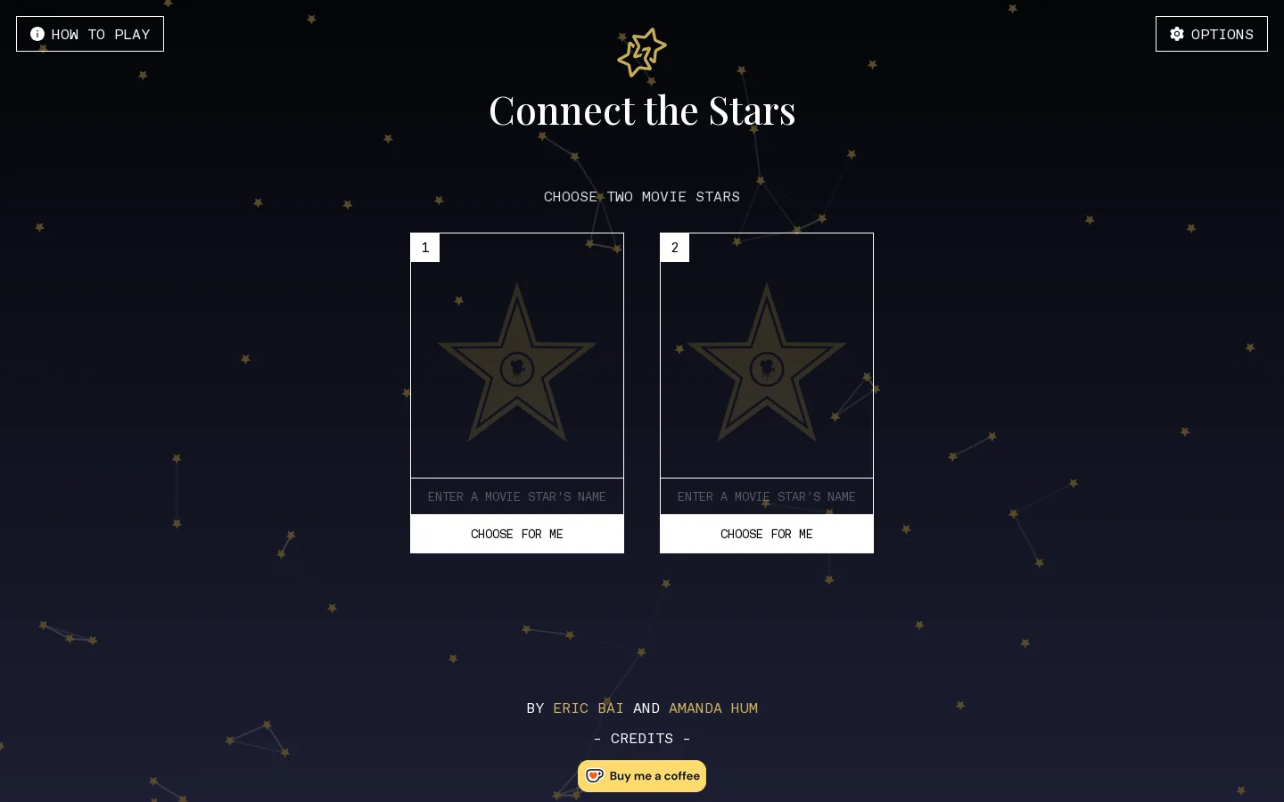 Connect the Stars Homepage screenshot