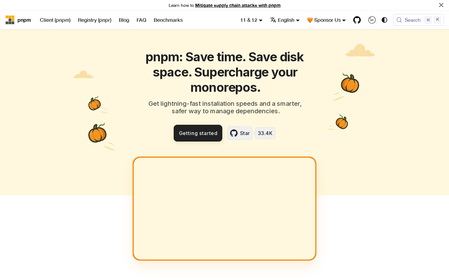 pnpm Homepage screenshot