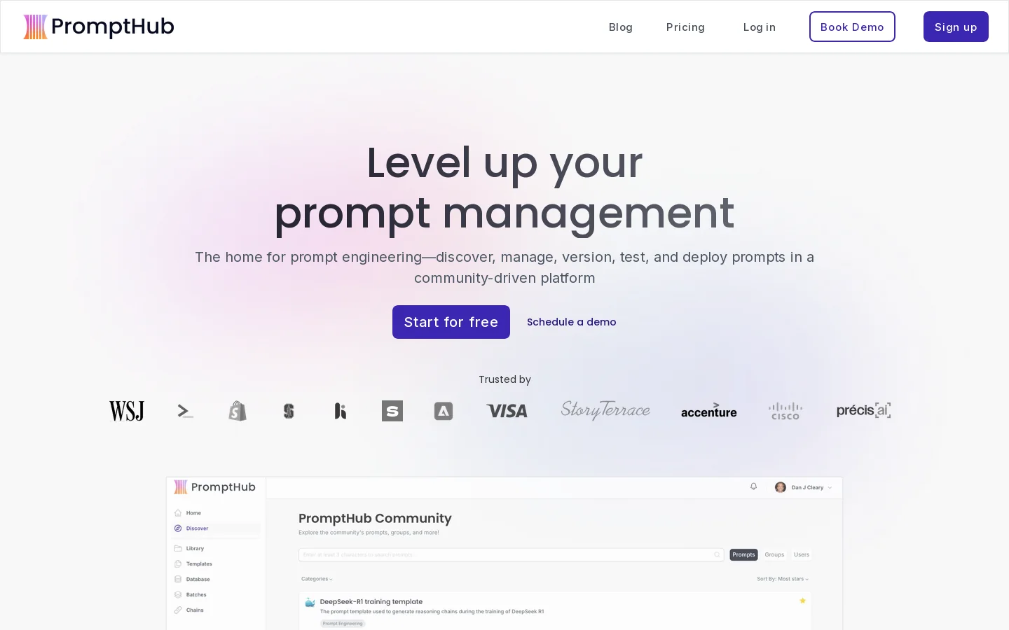 PromptHub Homepage screenshot