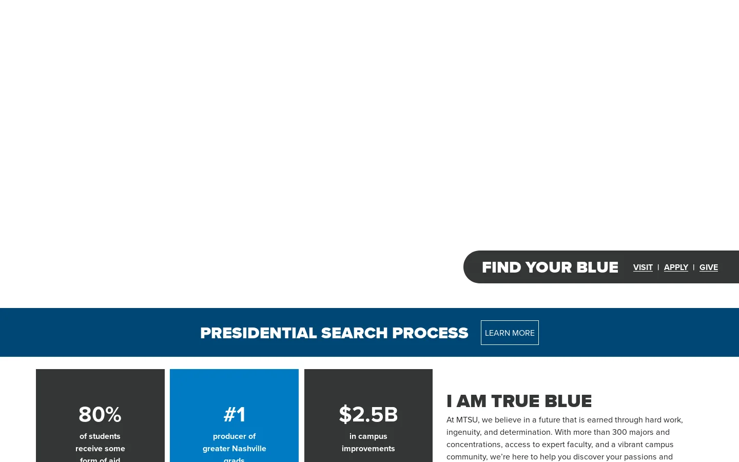 MTSU Homepage screenshot