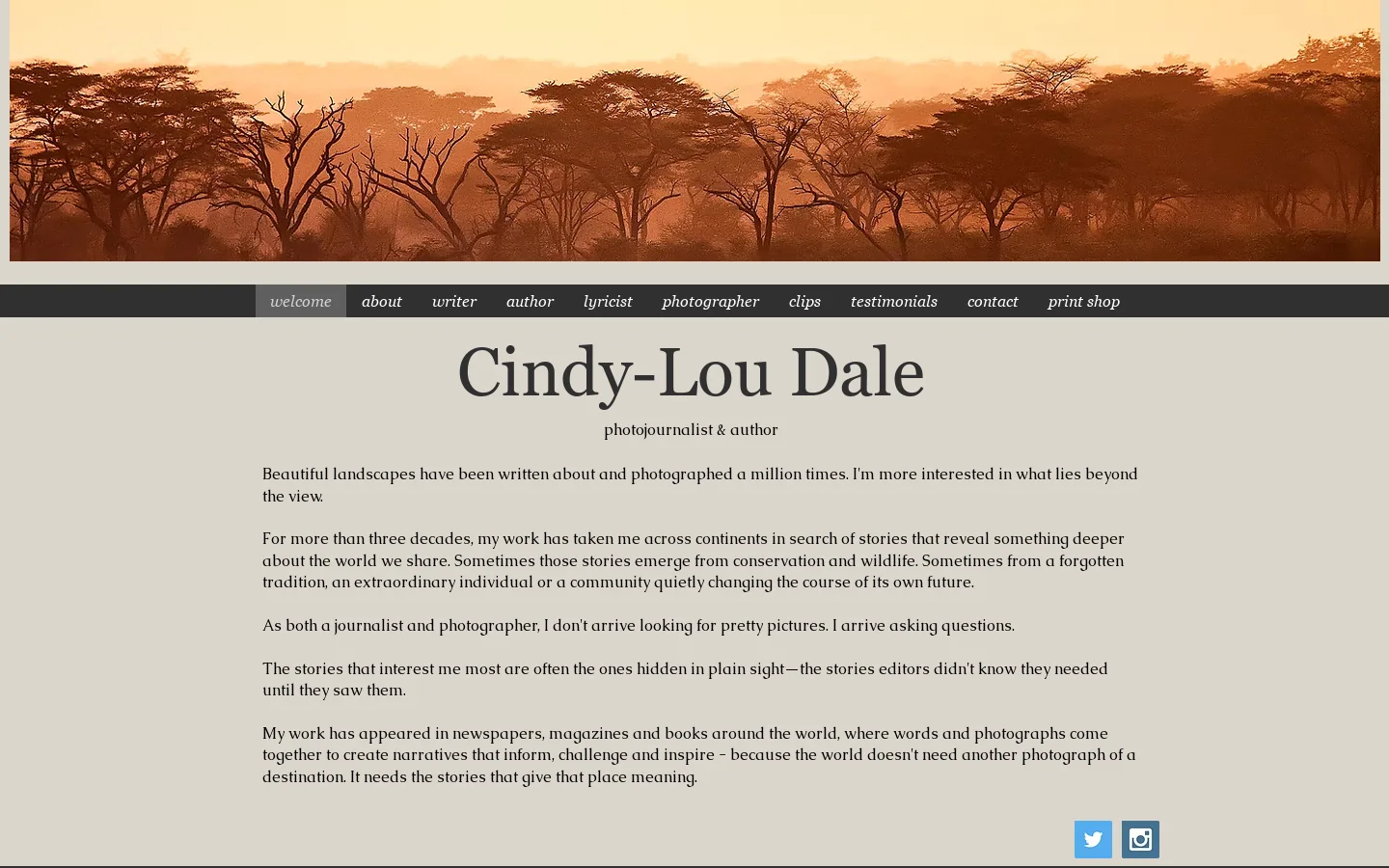 Cindy-Lou Dale Homepage screenshot