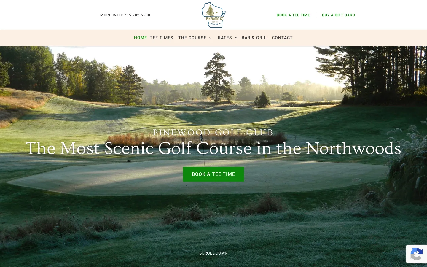 Pinewood Golf Club - Harshaw, WI Homepage screenshot
