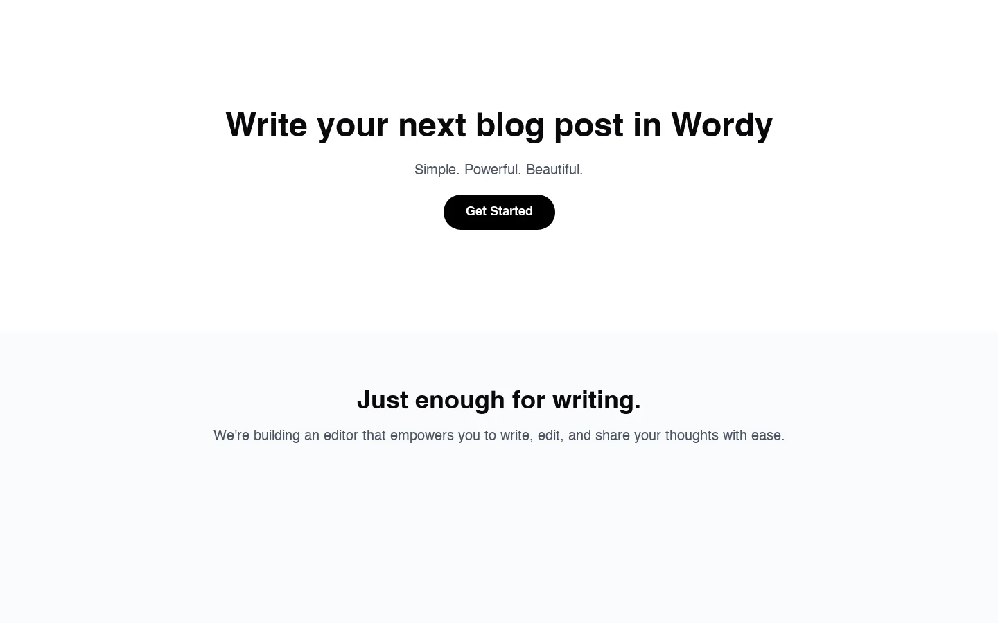 Welcome to Wordy Homepage screenshot