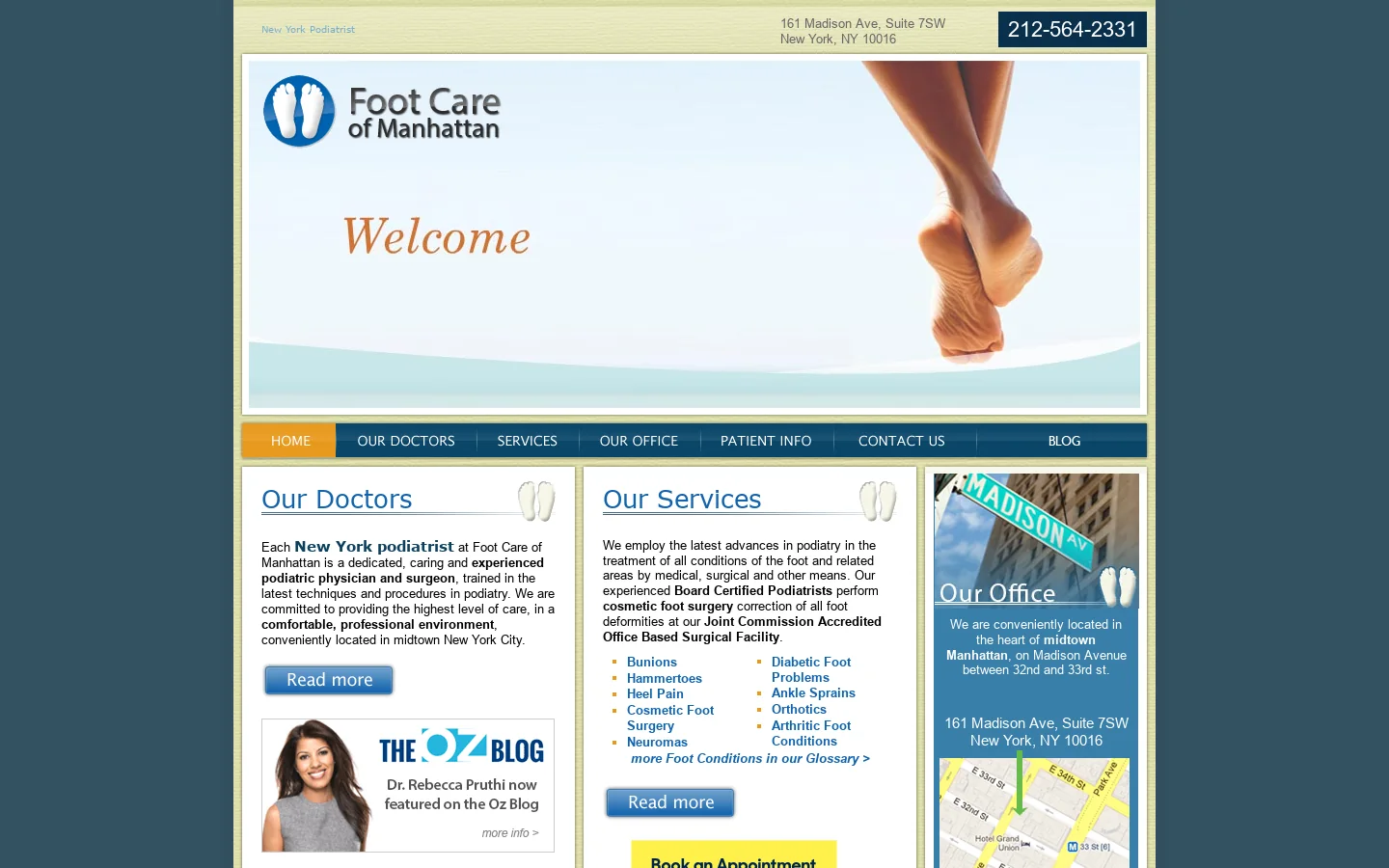 Foot Care of Manhattan Homepage screenshot