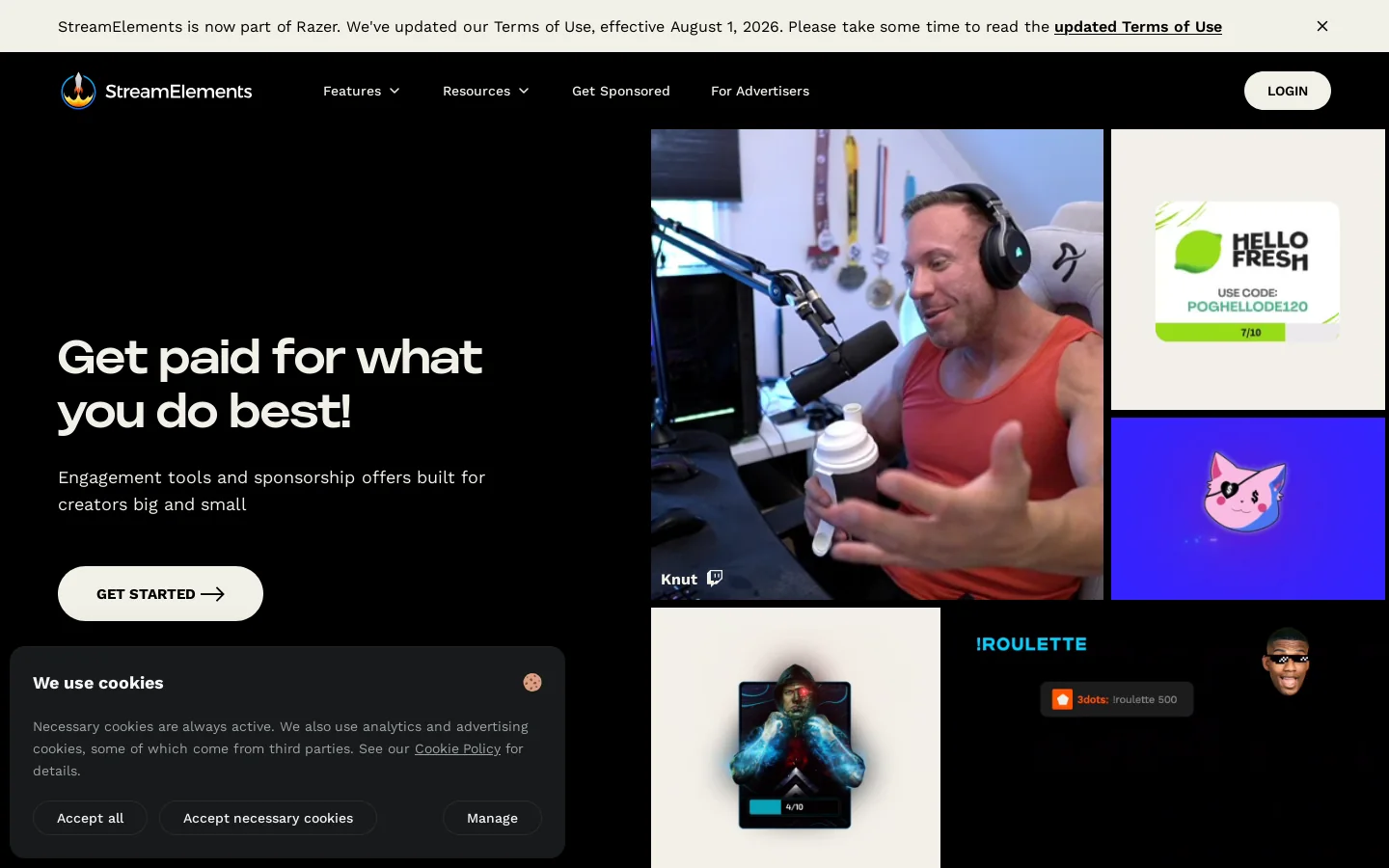StreamElements Homepage screenshot
