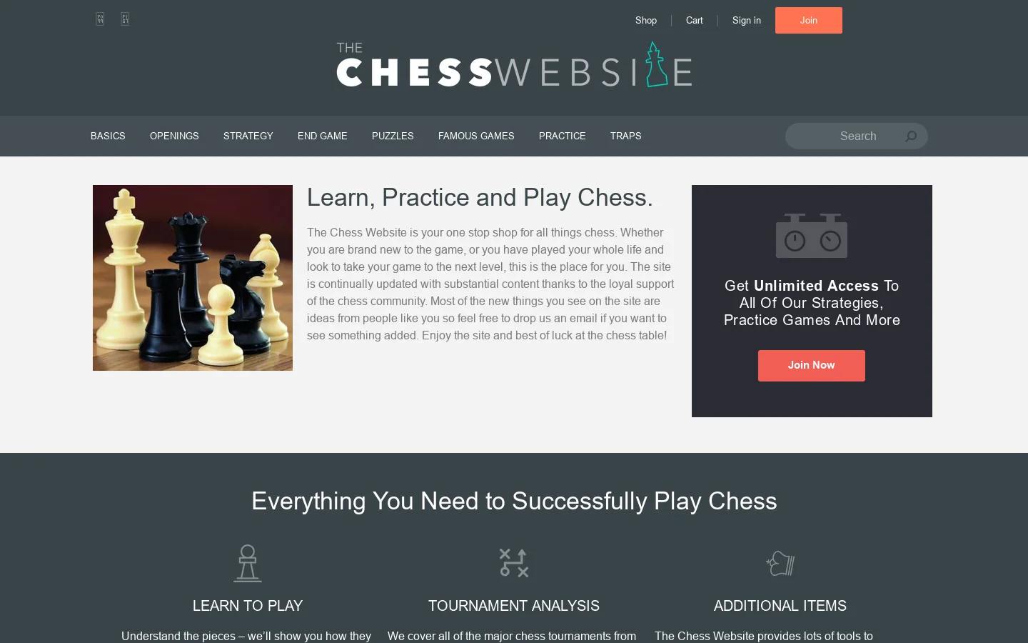The Chess Website Homepage screenshot
