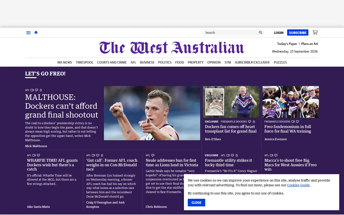 The West Australian Homepage screenshot